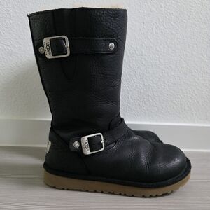 UGG Kensington Black Leather Girl Boots
